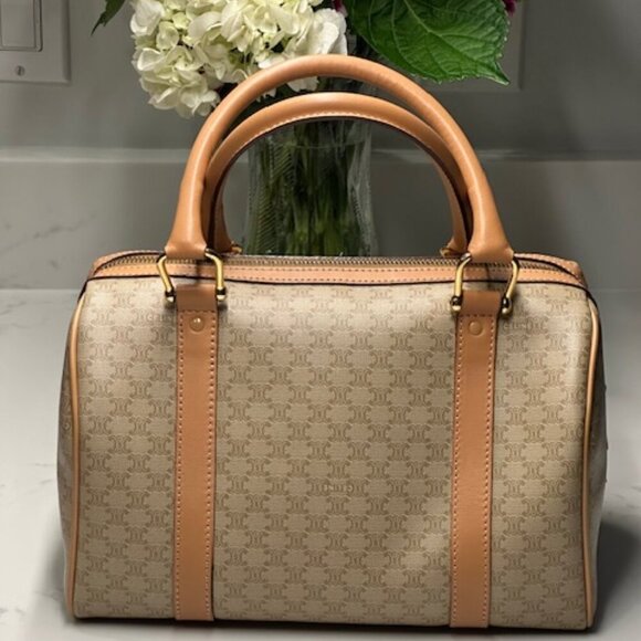 Celine Macadam Boston Bag Cream and Tan NWOT! + COA - Picture 8 of 16
